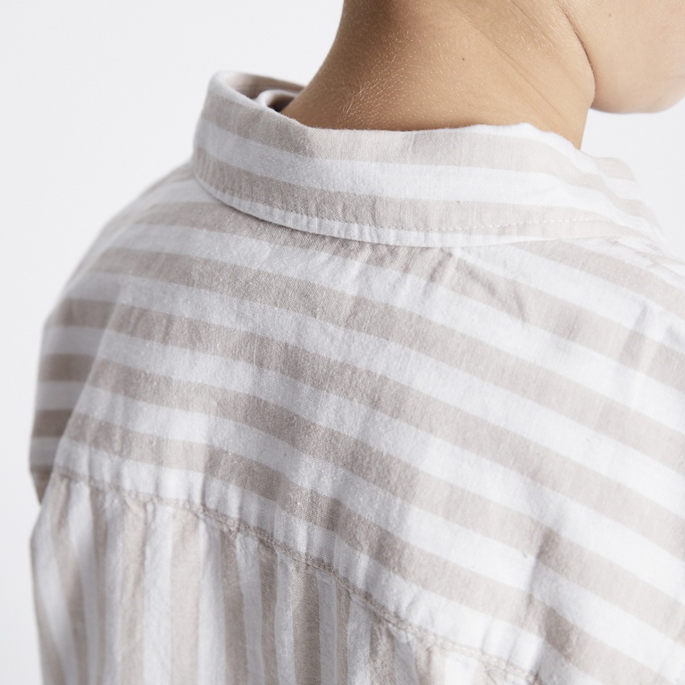 Short sleeve linen blend shirt "Tim Striped star" Beige